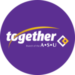 220707 Together Logo - White on purple background - Round