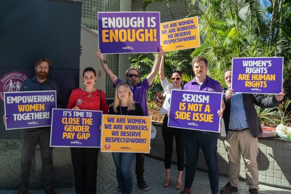 Members rallying in 2021 against sexism and misogyny
